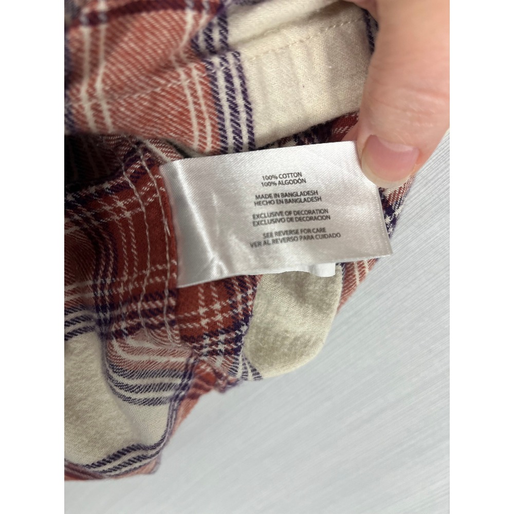 GAP Flannel Womens M Red‎ White Plaid Shirt Long Sleeve Casual Cabincore - Picture 6 of 9